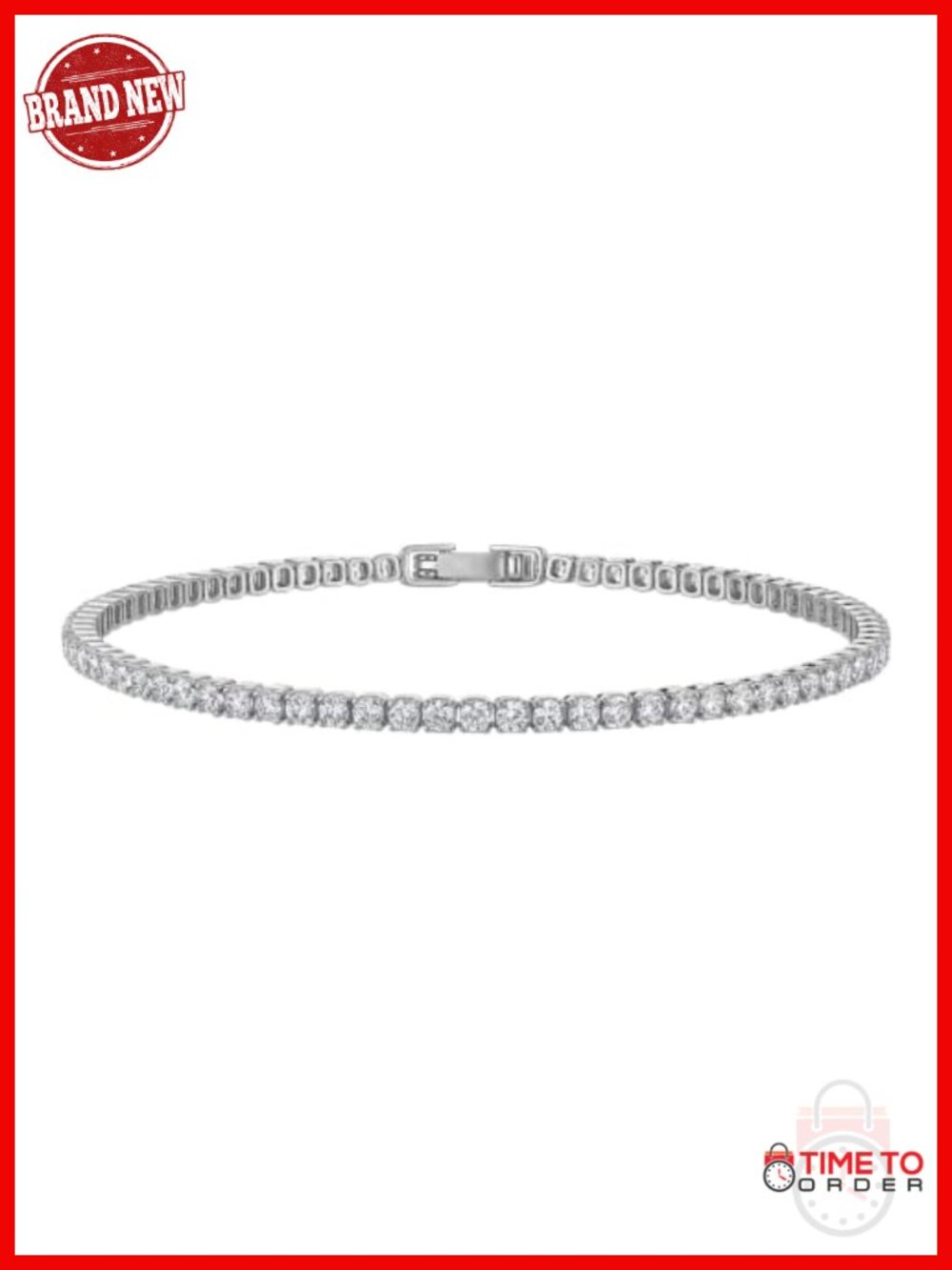 2mm Dainty 14K Gold Plated CZ Tennis Bracelet with Fold Over Clasp